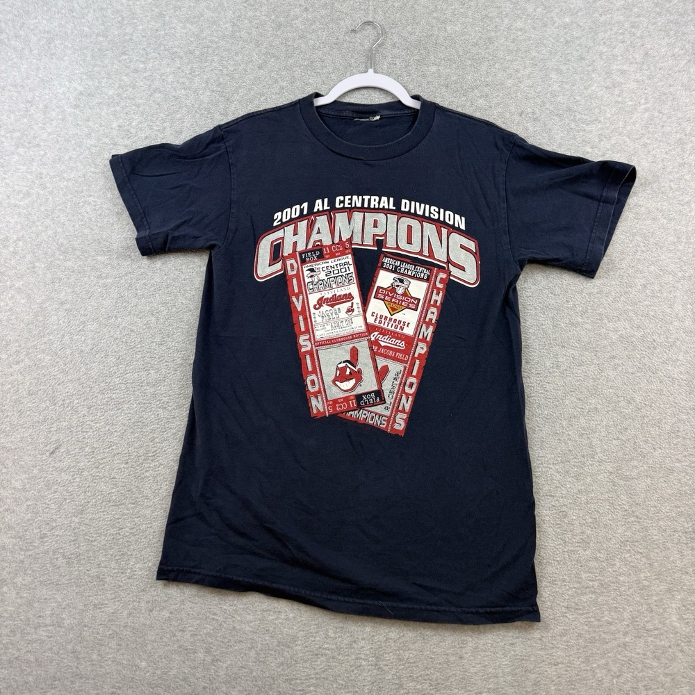 Vintage Cleveland Indians AL Champs 2001 Ticket‎ Tshirt Sz M MLB Tribe Lee Sport